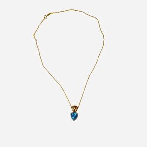 Gorgeous largeTopaz and diamond pendant on 14K necklace